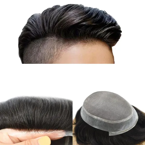 Vista 11 de Monofilamento fino para hombre, sistema de cabello humano Remy, piel de polietileno transparente alrededor del postizo de monofilamento, peluca