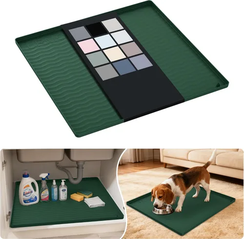 Vista 107 de URMONA - Tapete de silicona impermeable para debajo del fregadero, 16 x 10 Beige