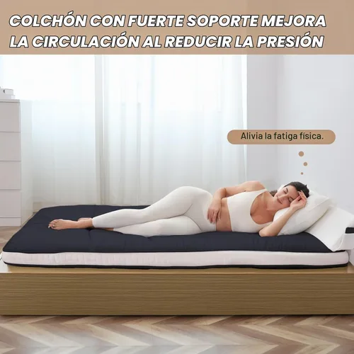Vista 7 de Colchón de Piso Japonés - Futón de Tamaño Individual Plegable Extra Grueso - Almohadilla de Espuma Viscoelástica para Dormir para Adultos - Tatami