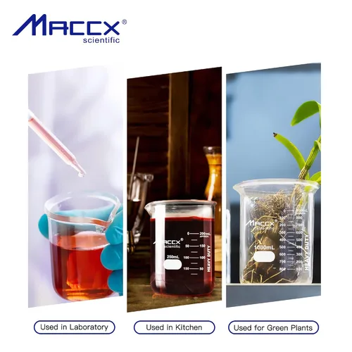 Vista 6 de 34oz (1000ml) Nuevos Vasos de Precipitados de Vidrio Mejorados, Vaso de Laboratorio de Alta Resistencia, 3.3 Borosilicato con Doble Escala