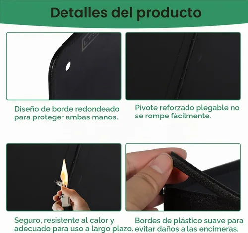 Vista 3 de Protector contra salpicaduras negro grande de 4 lados para freír en la estufa, protector contra salpicaduras de aceite para cocinar en la estufa