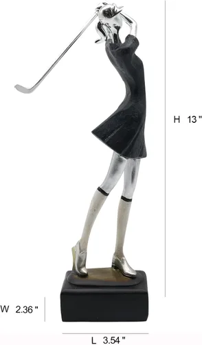 Vista 2 de Lukitas Estatua y escultura de Lady Golfer, decoración de figura de golf, adorno moderno creativo para decoración de oficina, sala de estar, resina