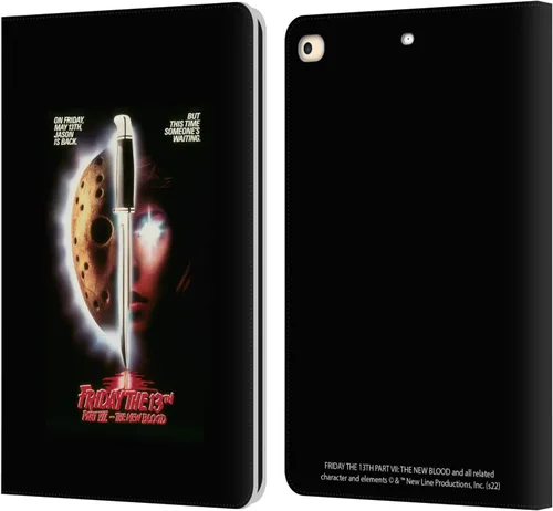 Vista 7 de Head Case Designs Officially Licensed Friday The 13th Part VII Jason Voorhees On Fire The New Blood Graphics Leather Wallet Case Compatible with