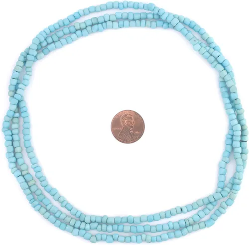 Vista 2 de TheBeadChest - Cuentas de cristal Java azul bebé (0.157 in, hilo de 48 pulgadas)