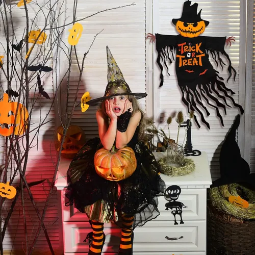 Vista 4 de Bandera de Jardín de Halloween para Exteriores Decoraciones al Aire Libre Impresas Doble Cara, Calabaza Fantasma Banderas de Patio para Invierno