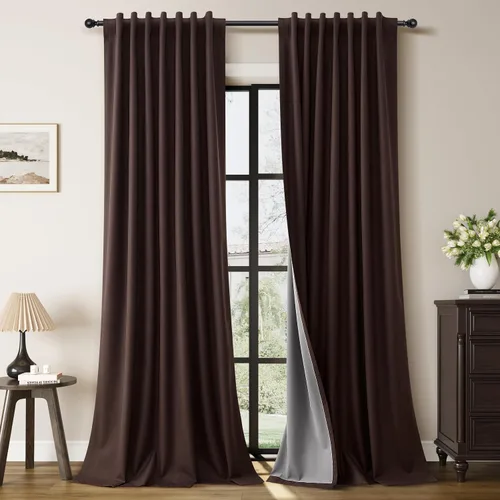 Vista 12 de Guken Cortinas opacas de lino, 2 paneles rústicos, elegantes, 100% opacas, con aislamiento térmico, banda de ganchos y trabilla trasera, 52 x 84