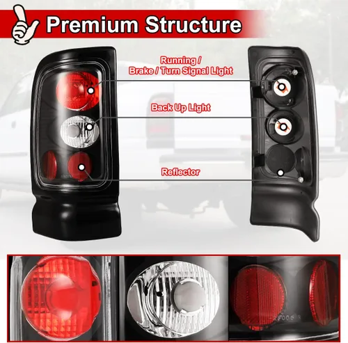 Vista 5 de Nixon Offroad Luces traseras para Dodge Ram 1500 2500 3500 Pickup 1994-2002, luces traseras halógenas, luces traseras de automóvil, reemplazo