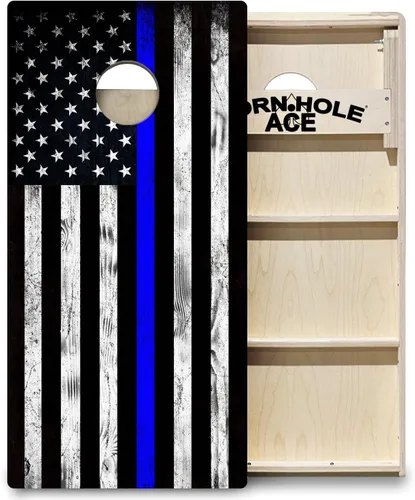 Vista 8 de ACE PRO American Flag Cornhole Board Set - No Bounce! Triple Wide Legs, 3/4" Baltic Birch Plywood, Handles, Regulation Size (4x2ft), Tournament