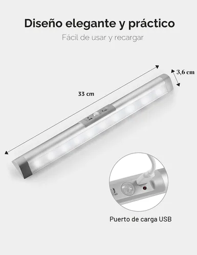 Vista 4 de Joyzy Luces de armario automáticas con sensor de movimiento y diseño de protección ocular, iluminación de armario LED recargable con batería, luz