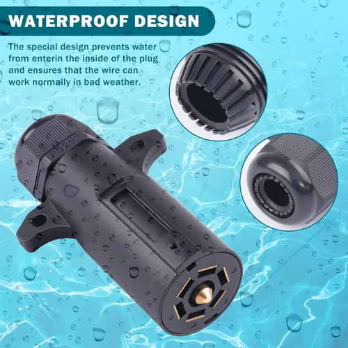 Vista 6 de CheeMuii 2 PCS Enchufe de remolque de 7 pines con sello impermeable, resistente, 7 vías redondas, estilo RV, conector de remolque de 7 puntos