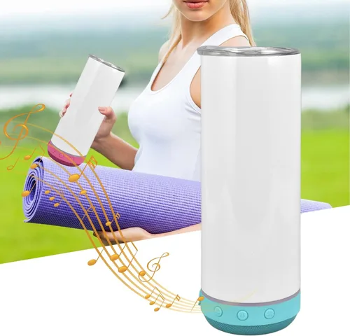Vista 4 de Vaso de altavoz de 20 onzas, taza de altavoz impermeable de acero inoxidable, vaso con altavoz Bluetooth, altavoz de 3 W, vacío de doble pared