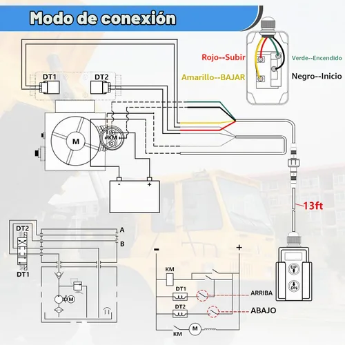 Vista 6 de mxuteuk - Interruptor de control remoto de 4 cables para remolque basculante 12V CC, interruptor arriba-abajo para bomba hidráulica de doble efecto