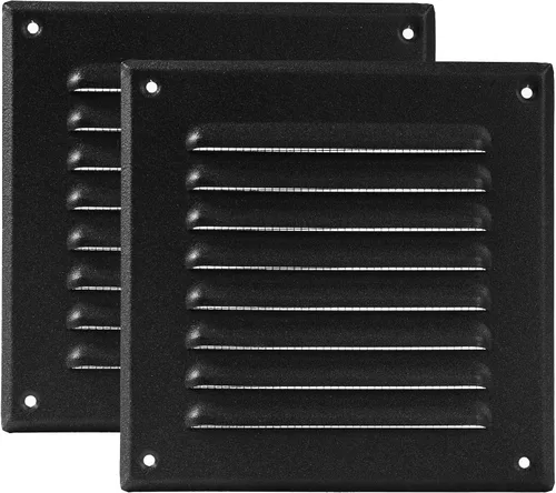 Vista 37 de Vent Systems - Cubierta de rejilla de ventilación de aire de alero rectangular de metal negro de 3 x 10 pulgadas (interior), deflector