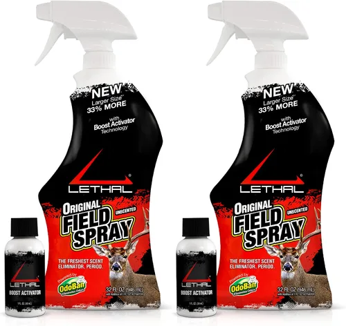 Vista 9 de Lethal Spray de campo original con agente eliminador de aroma humano para ropa, equipo y equipo de caza, fabricado en los Estados Unidos, sin