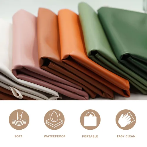 Vista 2 de Cambiador de pañales beige para bebé, cambiador de pañales portátil para viajes o casa, esterilla limpiable que cabe perfectamente en la bolsa