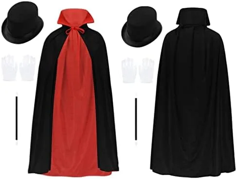 Vista 3 de RUNQHUI Disfraz de Halloween para niños, disfraz de mago, capa completa con accesorios