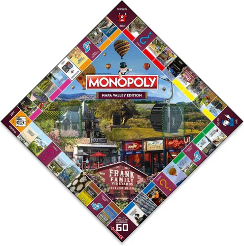 Vista 3 de Monopoly Juego de mesa Napa Valley Edition: 2-6 jugadores Juegos de mesa familiares para niños y adultos, juegos de mesa para niños de 8 años