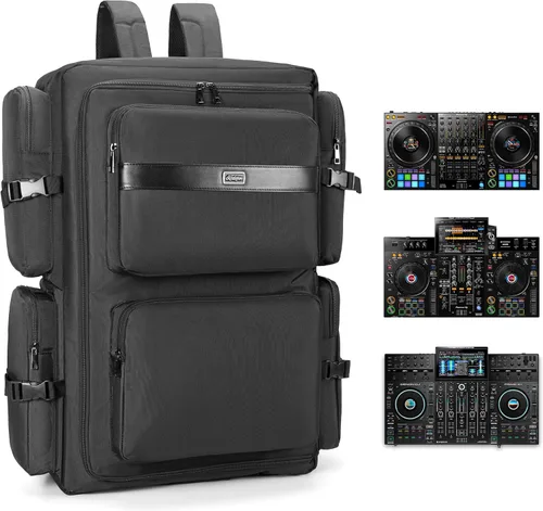 Vista 8 de Rabjen Mochila DJ para Club Gigs, funda mezcladora de DJ compatible con Pioneer DDJ-SR2, Pioneer DDJ-FLX6-GT, RANE ONE y más equipos