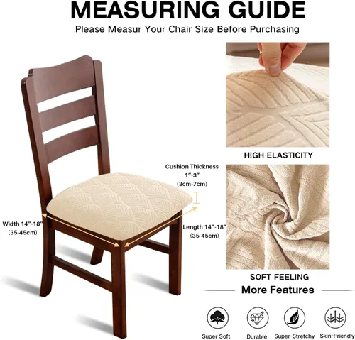 Vista 4 de Gute Fundas para Asiento de Silla, Funda de Silla de Ante con Cintas Elásticas y Botón, Protectores de Silla Tapizada Desmontables y Lavables