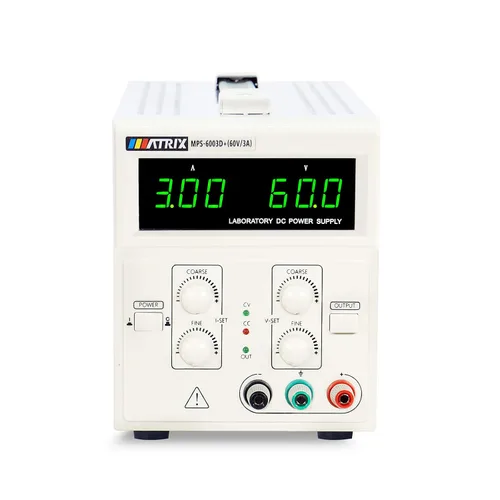 Vista 2 de MATRIX MPS-6003D+Fuente de alimentación de CC lineal variable 60V 3A Ondulación baja y ruido para laboratorio con cables de cocodrilo