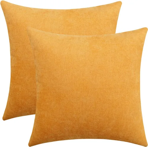 Vista 26 de Juego de 2 fundas de almohada decorativas de pana burdeos suaves y acogedoras, fundas de cojín cuadradas de chenilla para sofá, decoración de sala