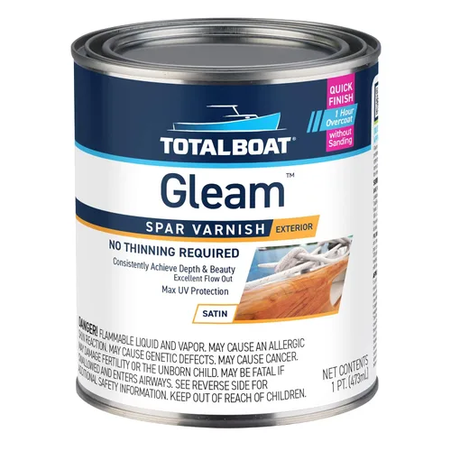 Vista 12 de TotalBoat Gleam Marine Spar - Barniz brillante y satinado para madera, barcos y muebles de exterior (brillo, dos pintas)