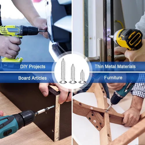 Vista 7 de Kit surtido de 520 tornillos para madera, juego de tornillos autorroscantes de acero inoxidable, tornillos pequeños para paneles de yeso