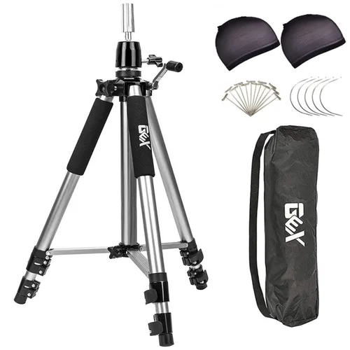 Vista 7 de GEXWORLDWIDE GEX - Soporte de trípode de maniquí resistente de 63 pulgadas para peluca, práctica de entrenamiento de cosmetología, cabeza de Negro