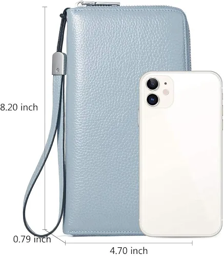 Vista 9 de BOSTANTEN Bolso de piel para mujer con asa superior bolso de hombro bolso cruzado azul y cuero para mujer con bloqueo RFID cremallera alrededor