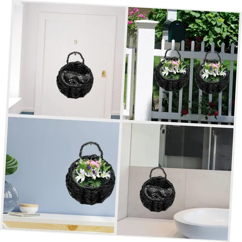 Vista 3 de Happyyami Decoración de pared Cesta colgante cestas de pared tejidas Cesta de flores de pared Jardineras colgantes Jardineras Micro Paisaje Maceta