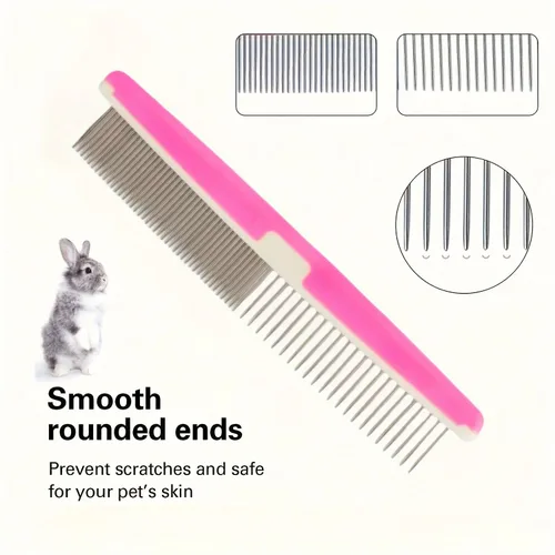 Vista 4 de 7 in 1 Small Pet Grooming Kit Rabbit Hamster Guinea Pig Grooming Tools with Slicker Brush Bath Massage Comb Nail Clipper and File for Small Animals
