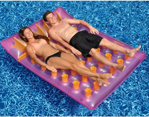 Vista 3 de Flotador doble inflable de la estera de la piscina de los deportes acuáticos púrpuras, 78 pulgadas