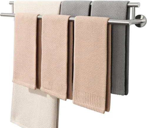 Vista 17 de Alise Toallero doble de níquel cepillado, toallero de 16 pulgadas para baño montado en la pared, toallero de baño de acero inoxidable SUS304
