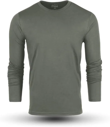 Vista 11 de Fresh Clean Threads Camiseta de manga larga para hombre, preencogida, suave, ajustada, clásica, de primera calidad, camisetas de algodón y poliéster