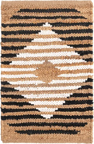 Vista 3 de Unique Loom Chindi Jute Collection - Alfombra de área - Jennifer (2' 2" x 3' 1", rectangular, negro natural/marfil)