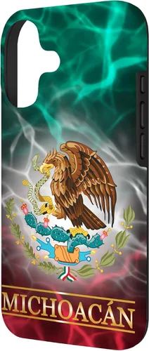 Vista 2 de Funda para iPhone 17 con la bandera de México de Michoacán - Orgullosa de las raíces mexicanas