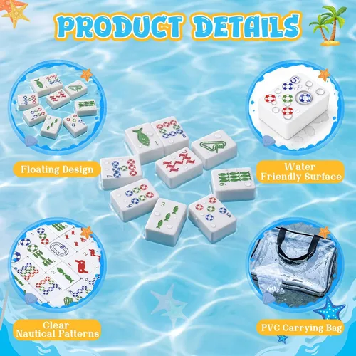 Vista 6 de Juego flotante americano Mahjong Set 166 Pcs Mahjong Juego Pool