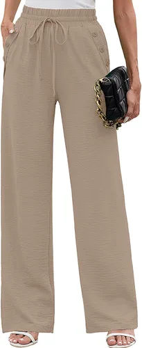 Vista 67 de Heymoments Wide Leg Pant for Women High Waist Trouser A01-negro