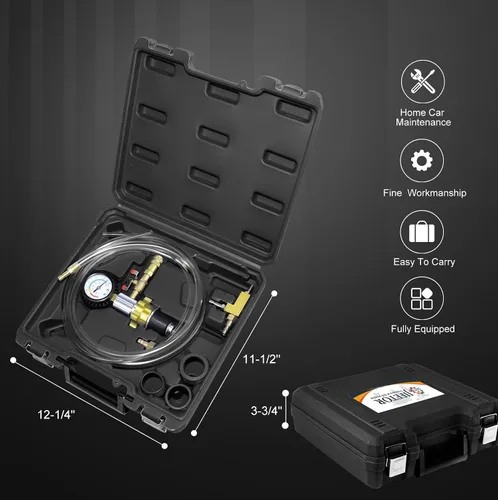 Vista 9 de JIFETOR Kit de herramientas de recambio de refrigerante universal de tipo vacío para sistema de enfriamiento, negro Automotive Radiator Water Tank