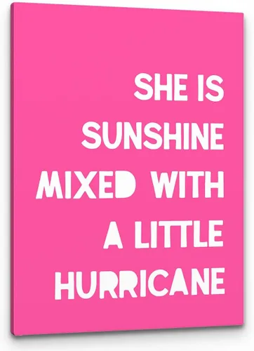 Vista 14 de PHAMTE Decoración de pared para dormitorio de niñas, arte de pared con texto en inglés «She is Sunshine Mixed with a Little Hurricane», lienzo