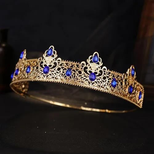 Vista 4 de Corona de rey azul para hombre, decoración para cumpleaños, graduación, fiesta, disfraz, boda, Halloween, día del padre, regalo para hombres, padre