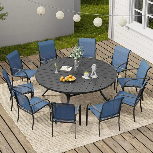 Vista 8 de VICLLAX Juego de 2 sillas de patio pequeñas para exteriores, juego de sillas apilables para patio y mesa de comedor cuadrada para porche delantero