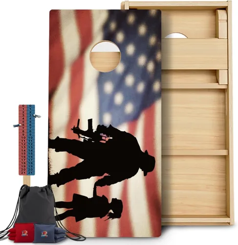 Vista 129 de CornholeGamesUSA Pro - Juego de tablas de Cornhole Fabricado en Estados Unidos Abedul báltico 3/4 Sin rebote Patas triples gruesas Dos 1