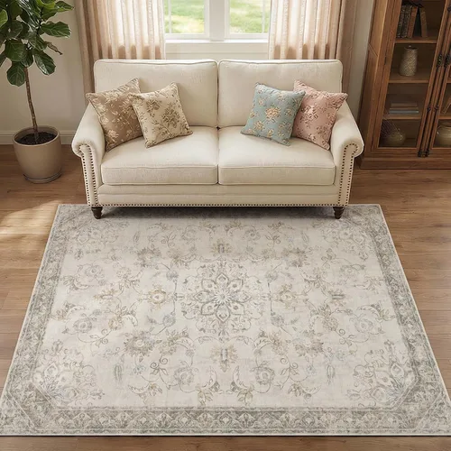 Vista 28 de jinchan Alfombra vintage de 2 x 3 pies para entrada, lavable, diseño floral romántico, tapete pequeño antideslizante, tapete ligero de bajo perfil