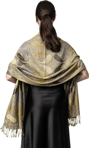 Vista 5 de Achillea Bufanda suave y sedosa de cachemira multicolor pashmina de doble capa