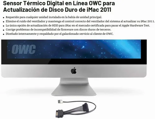 Vista 5 de OWC Sensor térmico digital en línea para iMac de 27 y 21,5 pulgadas (2011) Necesario para actualizar con cualquier unidad SATA en iMac (2011) - Sin