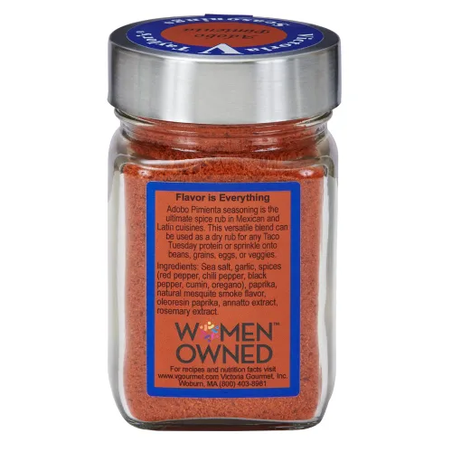 Vista 2 de Victoria Taylor's Adobo Pimienta Tarro de 9.0 oz. Añade sabor latino audaz a las comidas caseras. (Adobo Pimienta)