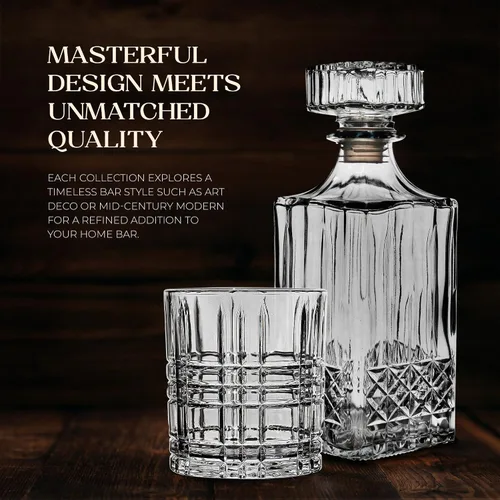 Vista 2 de American Atelier Fifth Avenue Dalmore - Juego de decantador de whisky y vaso, juego de 7 piezas para licor, escocés, vino y bourbon, dispensador