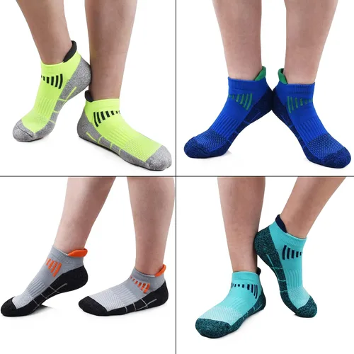 Vista 6 de JWMEET Mens Low Cut Ankle Athletic Socks Cotton Mesh Cushioned Running Ventilation Sports Tab Socks