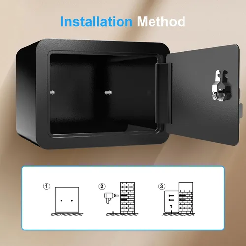 Vista 9 de Caja fuerte pequeña, cajas fuertes tipo casillero con llave y ranura para monedas, pequeñas cajas fuertes para dinero, seguridad doméstica